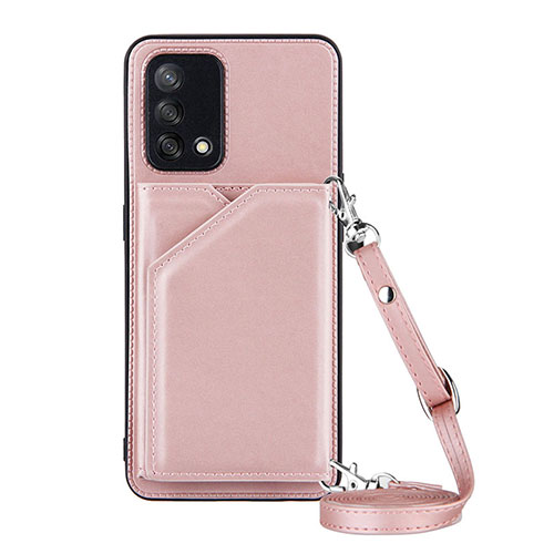Soft Luxury Leather Snap On Case Cover Y02B for Oppo F19s Rose Gold