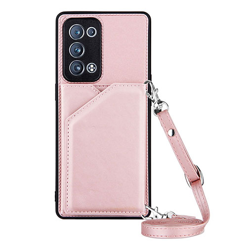 Soft Luxury Leather Snap On Case Cover Y02B for Oppo Reno6 Pro+ Plus 5G Rose Gold