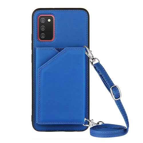 Soft Luxury Leather Snap On Case Cover Y02B for Samsung Galaxy A02s Blue