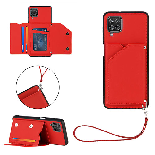 Soft Luxury Leather Snap On Case Cover Y02B for Samsung Galaxy A12 5G Red