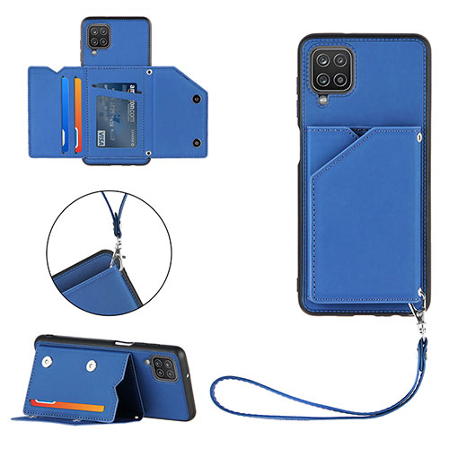 Soft Luxury Leather Snap On Case Cover Y02B for Samsung Galaxy A12 Blue