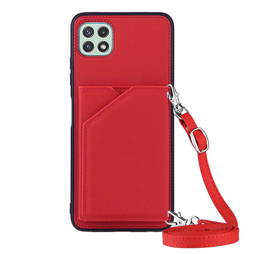 Soft Luxury Leather Snap On Case Cover Y02B for Samsung Galaxy A22s 5G Red