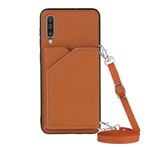 Soft Luxury Leather Snap On Case Cover Y02B for Samsung Galaxy A30S Brown