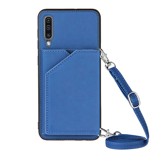 Soft Luxury Leather Snap On Case Cover Y02B for Samsung Galaxy A50 Blue