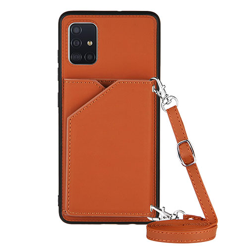 Soft Luxury Leather Snap On Case Cover Y02B for Samsung Galaxy A51 5G Brown