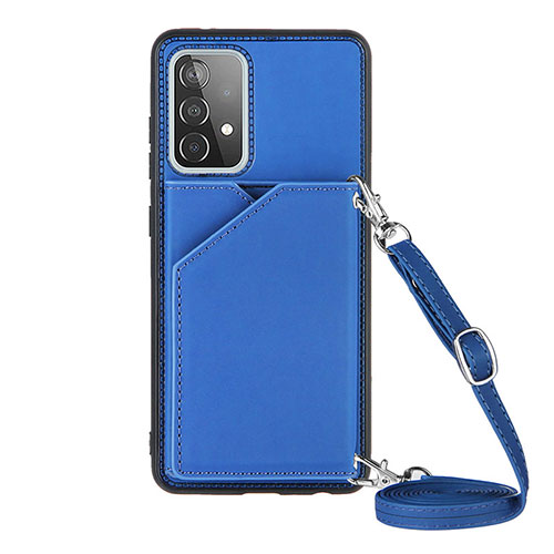 Soft Luxury Leather Snap On Case Cover Y02B for Samsung Galaxy A52 5G Blue