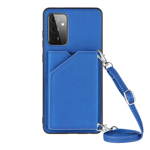 Soft Luxury Leather Snap On Case Cover Y02B for Samsung Galaxy A72 5G Blue