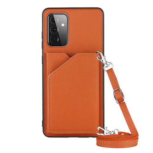 Soft Luxury Leather Snap On Case Cover Y02B for Samsung Galaxy A72 5G Brown