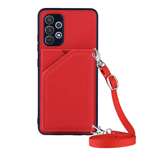 Soft Luxury Leather Snap On Case Cover Y02B for Samsung Galaxy M32 5G Red