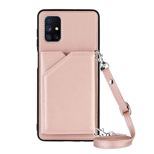 Soft Luxury Leather Snap On Case Cover Y02B for Samsung Galaxy M51 Rose Gold