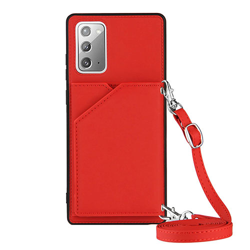 Soft Luxury Leather Snap On Case Cover Y02B for Samsung Galaxy Note 20 5G Red