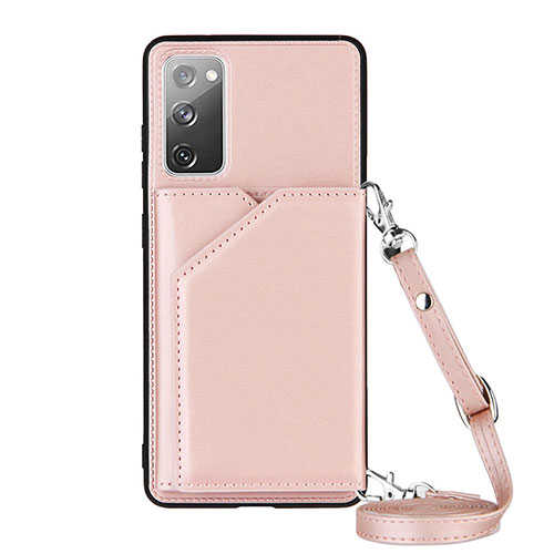 Soft Luxury Leather Snap On Case Cover Y02B for Samsung Galaxy S20 FE 4G Rose Gold