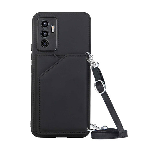 Soft Luxury Leather Snap On Case Cover Y02B for Vivo V23e 5G Black