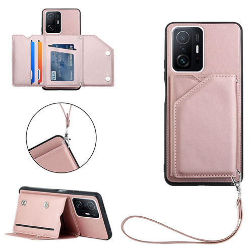 Soft Luxury Leather Snap On Case Cover Y02B for Xiaomi Mi 11T 5G Rose Gold