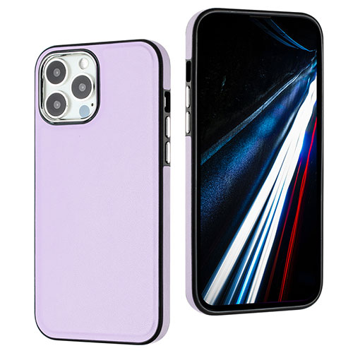 Soft Luxury Leather Snap On Case Cover Y03B for Apple iPhone 15 Pro Max Clove Purple