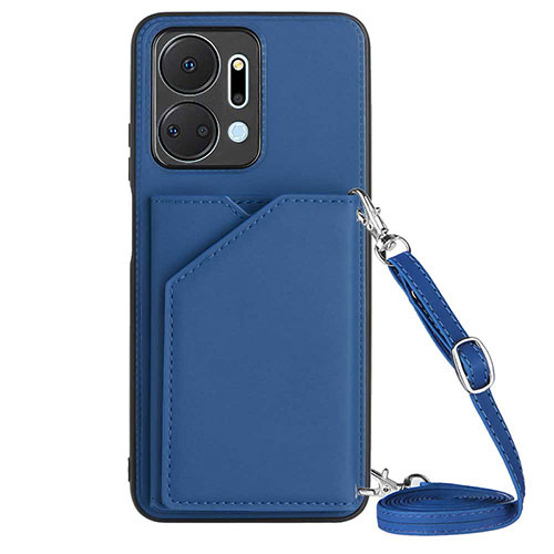 Soft Luxury Leather Snap On Case Cover Y03B for Huawei Honor X7a Blue