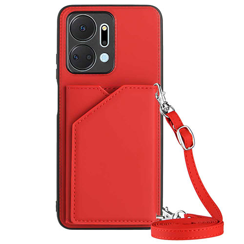 Soft Luxury Leather Snap On Case Cover Y03B for Huawei Honor X7a Red