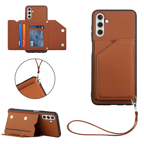 Soft Luxury Leather Snap On Case Cover Y03B for Samsung Galaxy A04s Brown