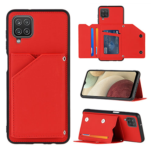 Soft Luxury Leather Snap On Case Cover Y03B for Samsung Galaxy A12 Nacho Red