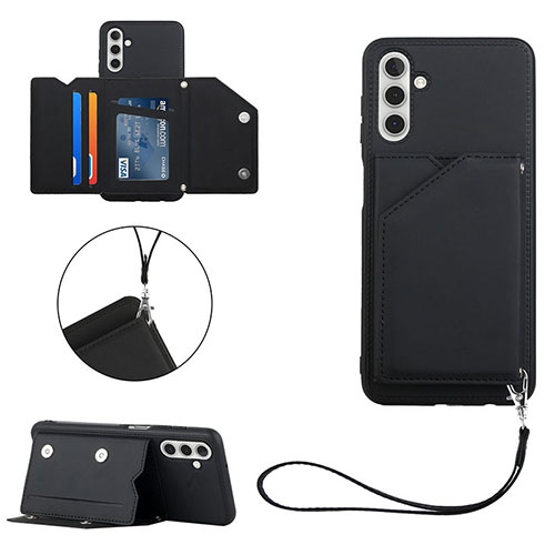 Soft Luxury Leather Snap On Case Cover Y03B for Samsung Galaxy A13 5G Black