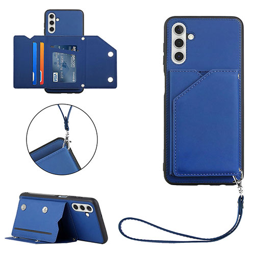 Soft Luxury Leather Snap On Case Cover Y03B for Samsung Galaxy A13 5G Blue