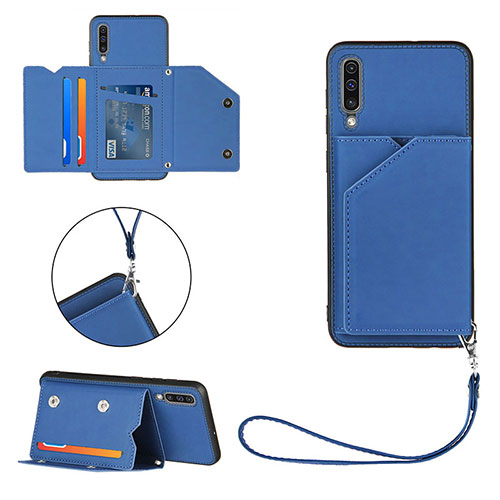 Soft Luxury Leather Snap On Case Cover Y03B for Samsung Galaxy A30S Blue