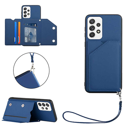 Soft Luxury Leather Snap On Case Cover Y03B for Samsung Galaxy A33 5G Blue
