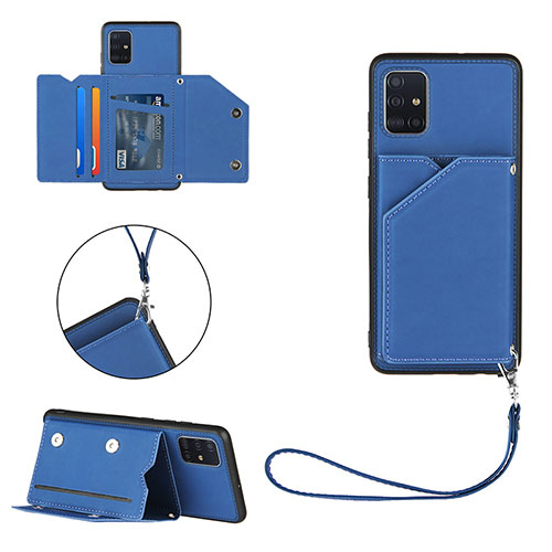 Soft Luxury Leather Snap On Case Cover Y03B for Samsung Galaxy A51 4G Blue