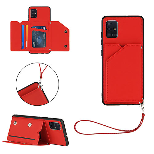 Soft Luxury Leather Snap On Case Cover Y03B for Samsung Galaxy A51 5G Red