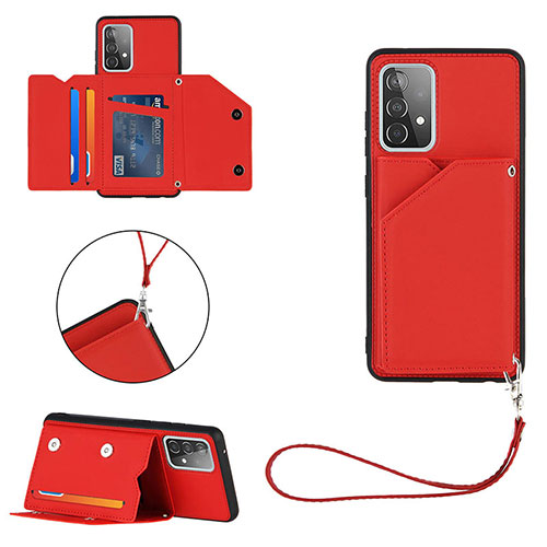 Soft Luxury Leather Snap On Case Cover Y03B for Samsung Galaxy A52 4G Red