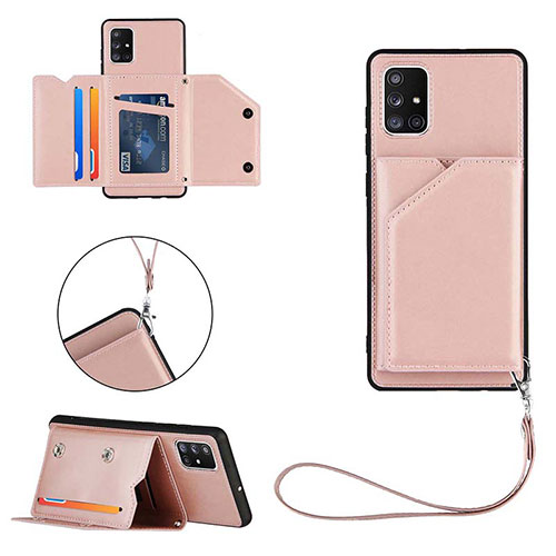 Soft Luxury Leather Snap On Case Cover Y03B for Samsung Galaxy A71 4G A715 Rose Gold