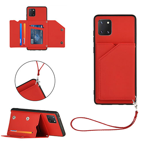 Soft Luxury Leather Snap On Case Cover Y03B for Samsung Galaxy A81 Red