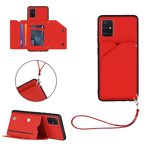 Soft Luxury Leather Snap On Case Cover Y03B for Samsung Galaxy M40S Red