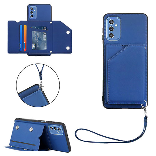 Soft Luxury Leather Snap On Case Cover Y03B for Samsung Galaxy M52 5G Blue