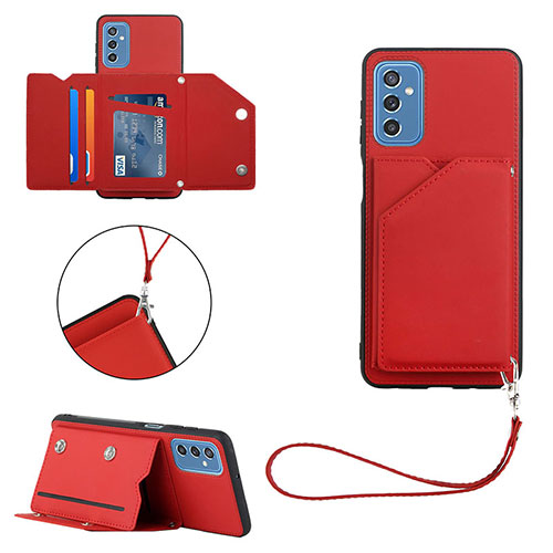 Soft Luxury Leather Snap On Case Cover Y03B for Samsung Galaxy M52 5G Red