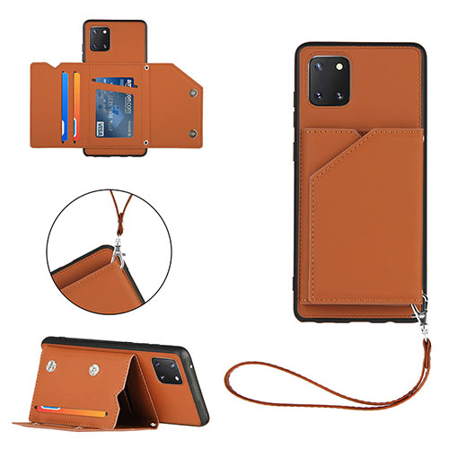 Soft Luxury Leather Snap On Case Cover Y03B for Samsung Galaxy Note 10 Lite Brown