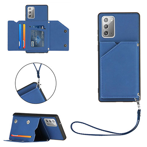 Soft Luxury Leather Snap On Case Cover Y03B for Samsung Galaxy Note 20 5G Blue