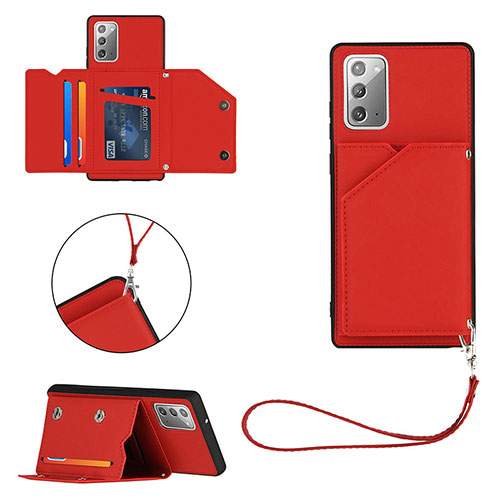 Soft Luxury Leather Snap On Case Cover Y03B for Samsung Galaxy Note 20 5G Red