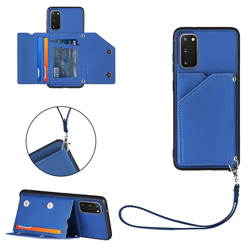 Soft Luxury Leather Snap On Case Cover Y03B for Samsung Galaxy S20 Blue