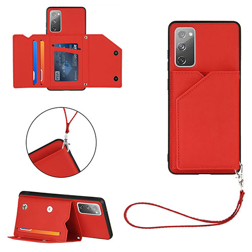 Soft Luxury Leather Snap On Case Cover Y03B for Samsung Galaxy S20 FE 4G Red