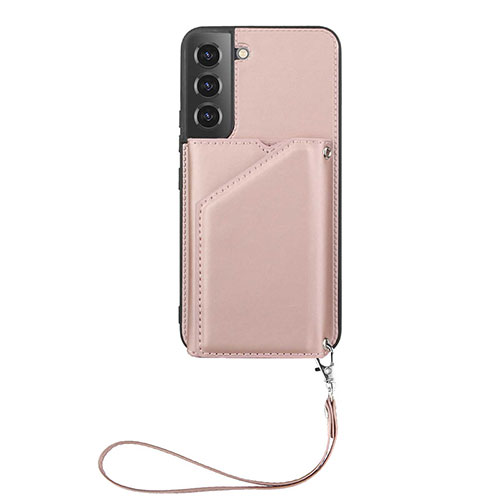 Soft Luxury Leather Snap On Case Cover Y03B for Samsung Galaxy S21 5G Rose Gold