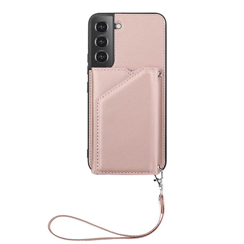 Soft Luxury Leather Snap On Case Cover Y03B for Samsung Galaxy S22 Plus 5G Rose Gold