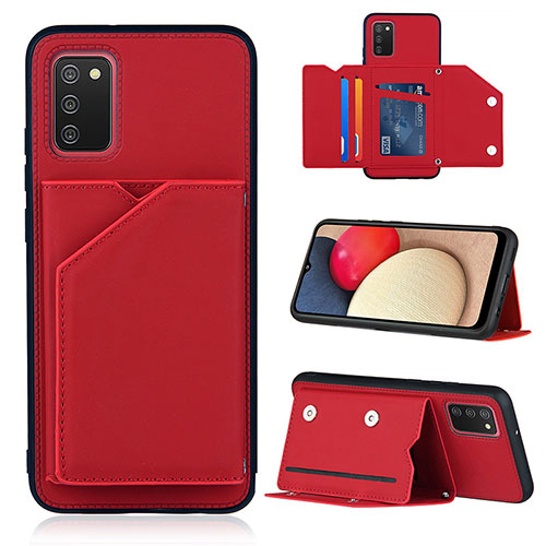 Soft Luxury Leather Snap On Case Cover Y04B for Samsung Galaxy A03s Red