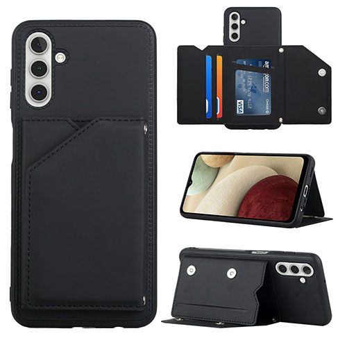 Soft Luxury Leather Snap On Case Cover Y04B for Samsung Galaxy A04s Black