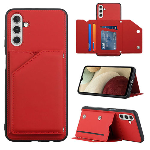 Soft Luxury Leather Snap On Case Cover Y04B for Samsung Galaxy A04s Red