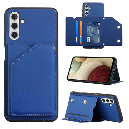 Soft Luxury Leather Snap On Case Cover Y04B for Samsung Galaxy A13 5G Blue