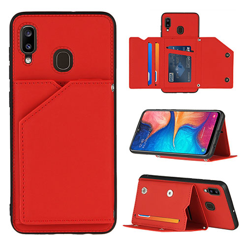 Soft Luxury Leather Snap On Case Cover Y04B for Samsung Galaxy A30 Red