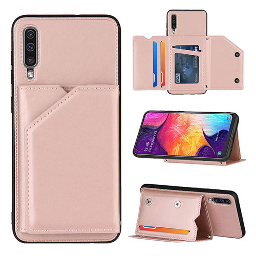 Soft Luxury Leather Snap On Case Cover Y04B for Samsung Galaxy A30S Rose Gold