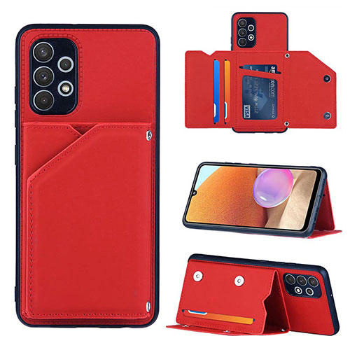 Soft Luxury Leather Snap On Case Cover Y04B for Samsung Galaxy A32 4G Red