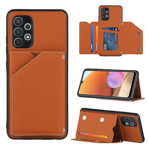 Soft Luxury Leather Snap On Case Cover Y04B for Samsung Galaxy A32 5G Brown